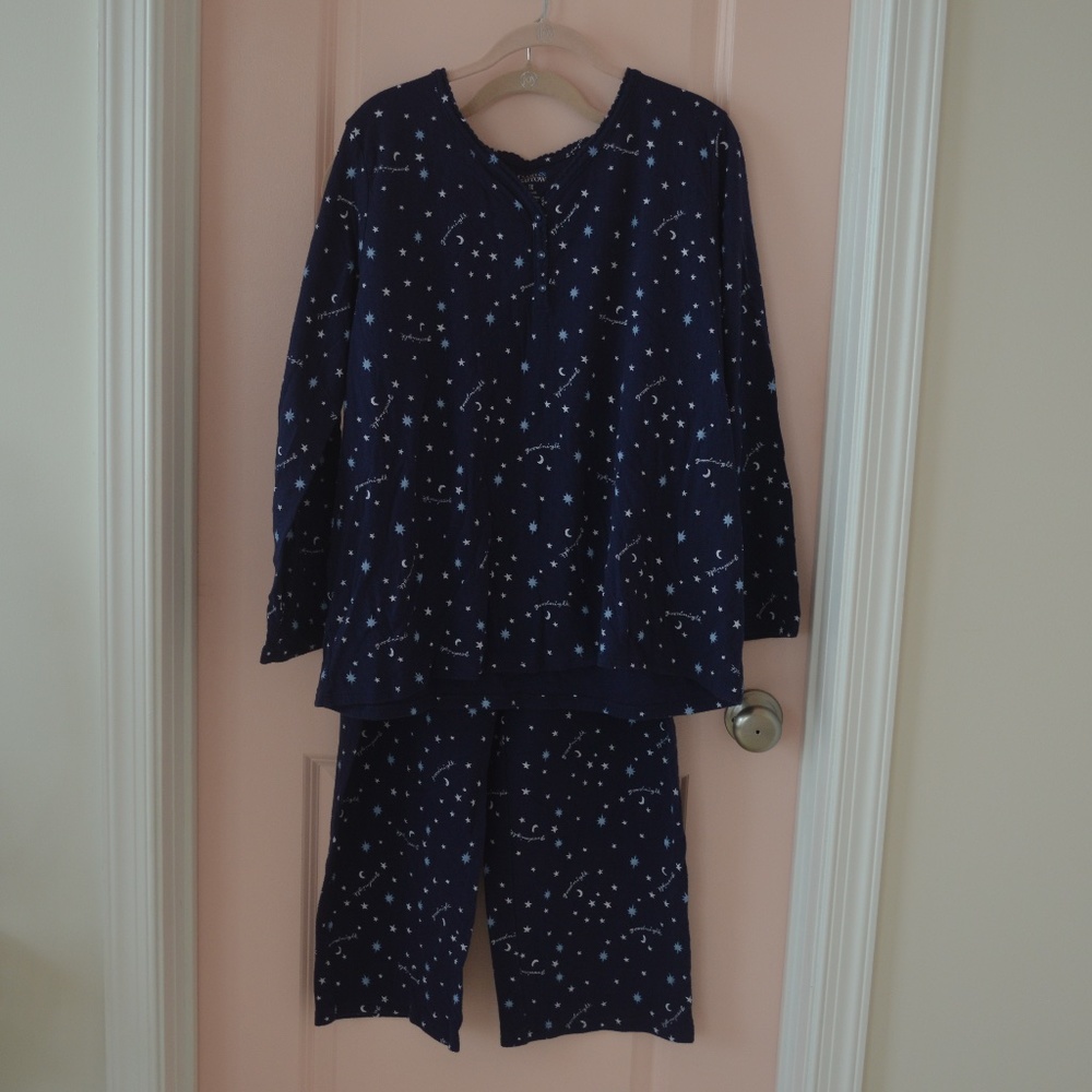 EUC Dark Blue Star and Moon Long Sleeve Pajama